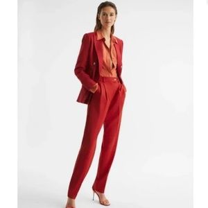 NWT Reiss Kamila Wool Taper Trouser - Red 2